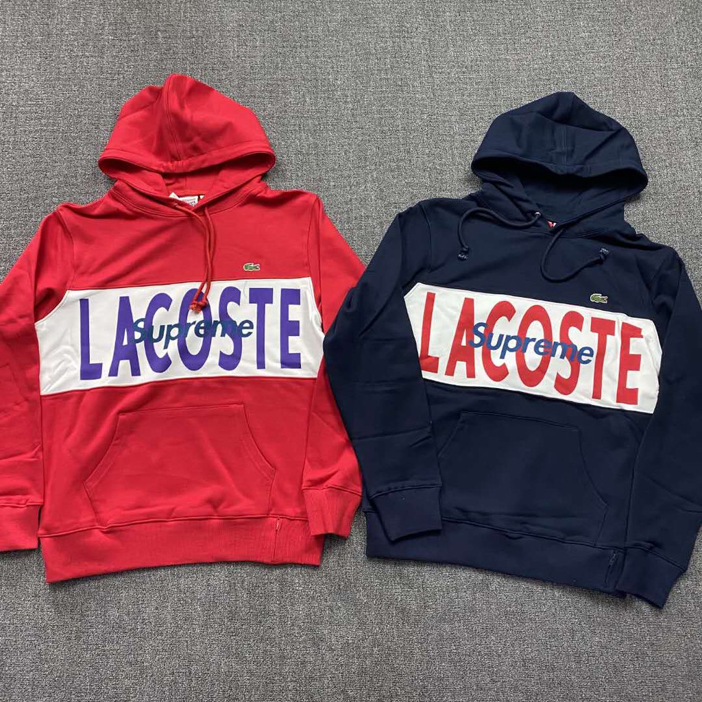 supreme lacoste logo panel hooded sweatshirt
