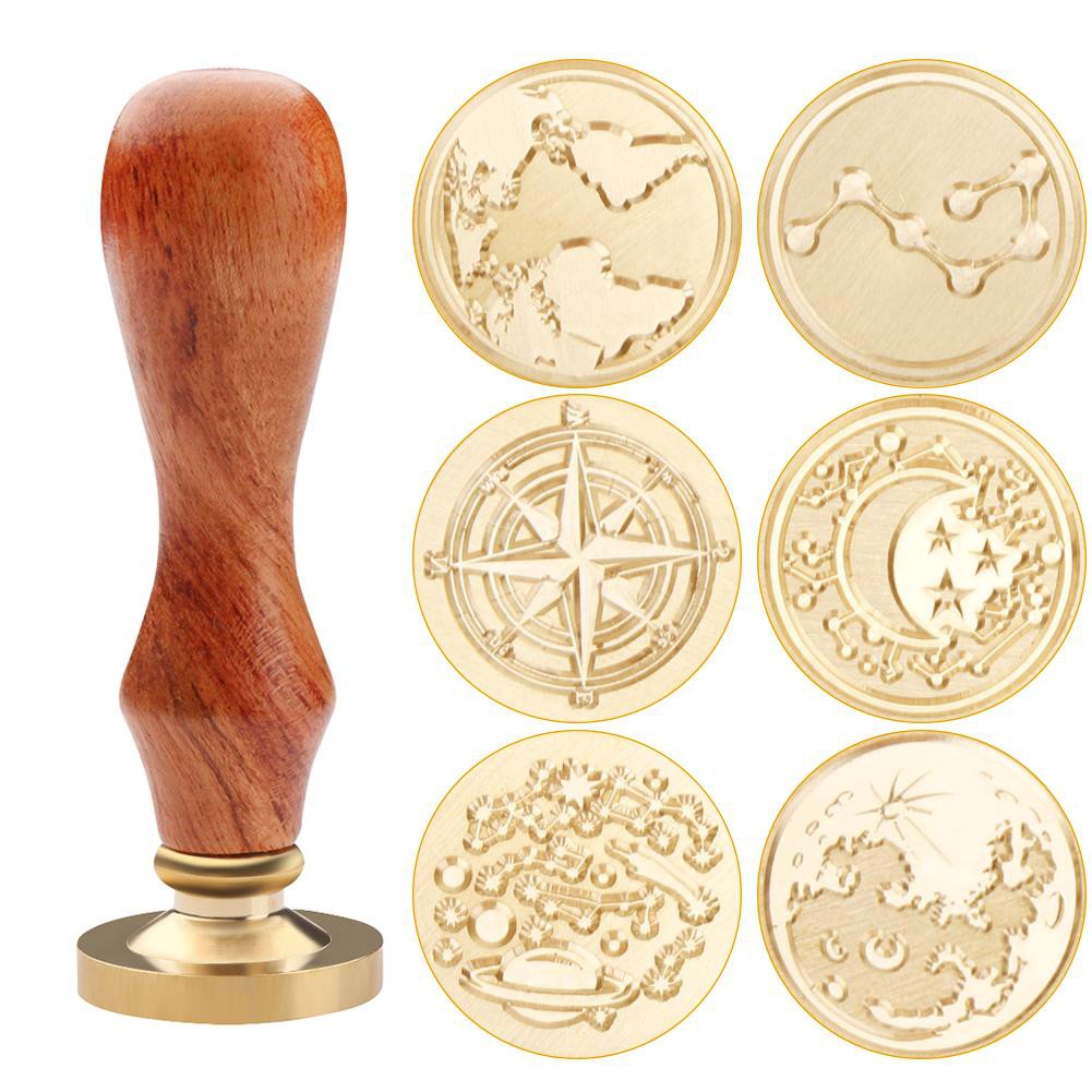 World Map View Ancient Sealing Wax Stamps Wood Handle Craft Wax Seal