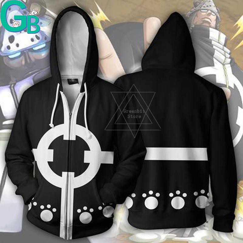 Men Boy Anime One Piece Bear Bartholemew Kuma 3d Cosplay Long Sleeve Hoody Zipper Coat Casual Jacket Shopee Philippines