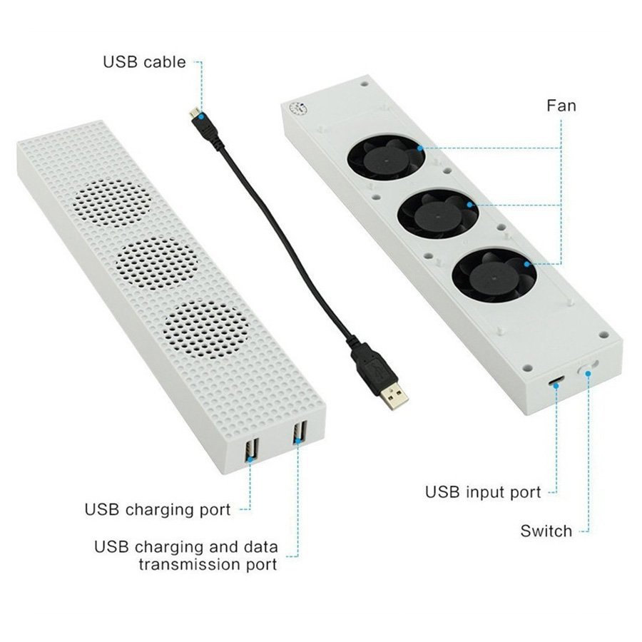 オカイチストアMoKo Xbox One S Builtin High 2Port Speed Fans, and USB Fan