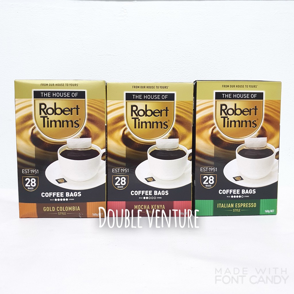 Robert Timms Coffee Bags 28 Pack (Gold Colombia, Italian Espresso