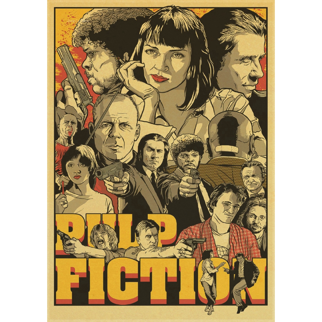 Pulp Fiction Posters Vintage Paper Retro anime poster poster Vintage Home  Wall sticker Decor Quentin Tarantino | Shopee Philippines