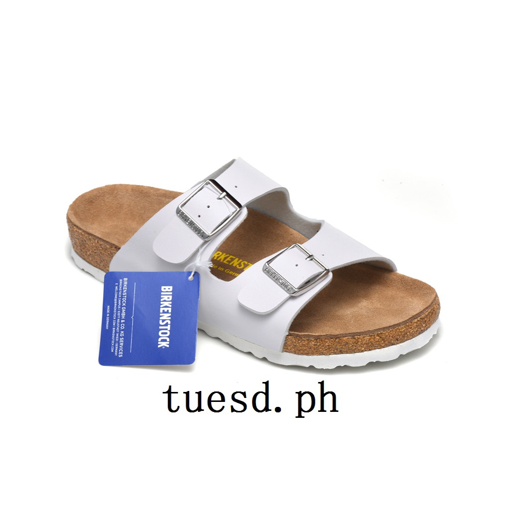 white leather birkenstock sandals