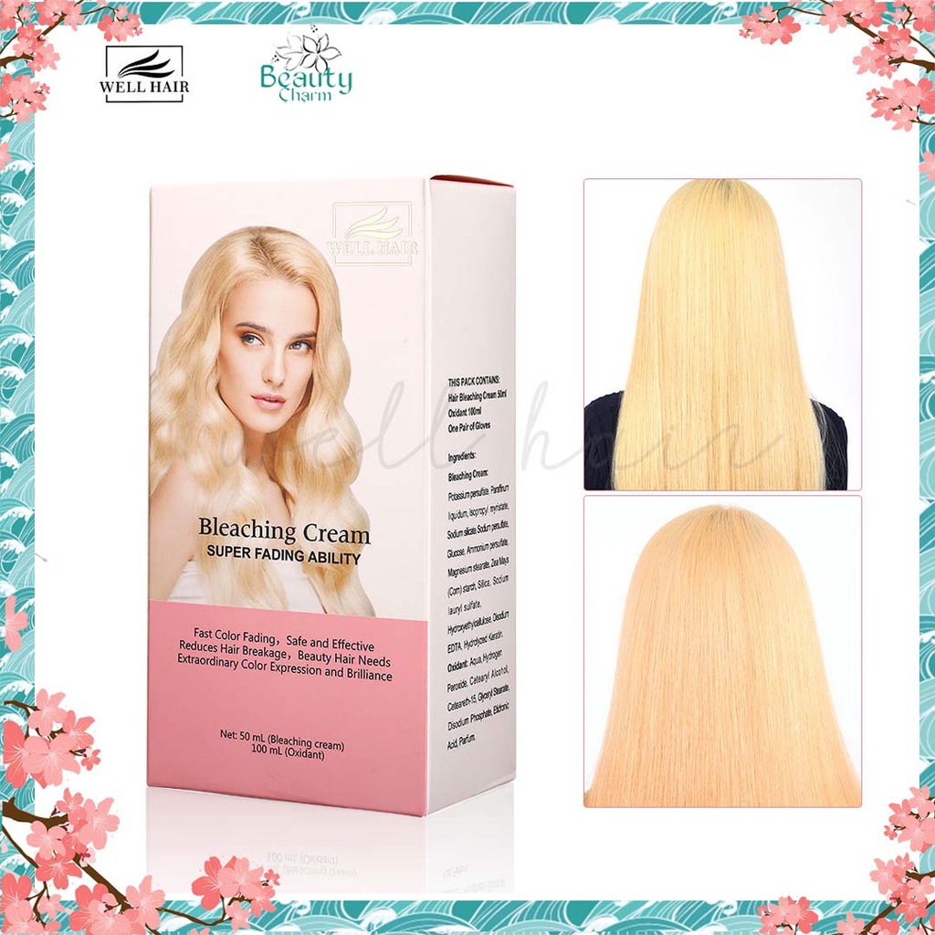 Well Hair Bleach Oxidizing Cream 100ML + Bleaching Cream 50ml 1 Pair