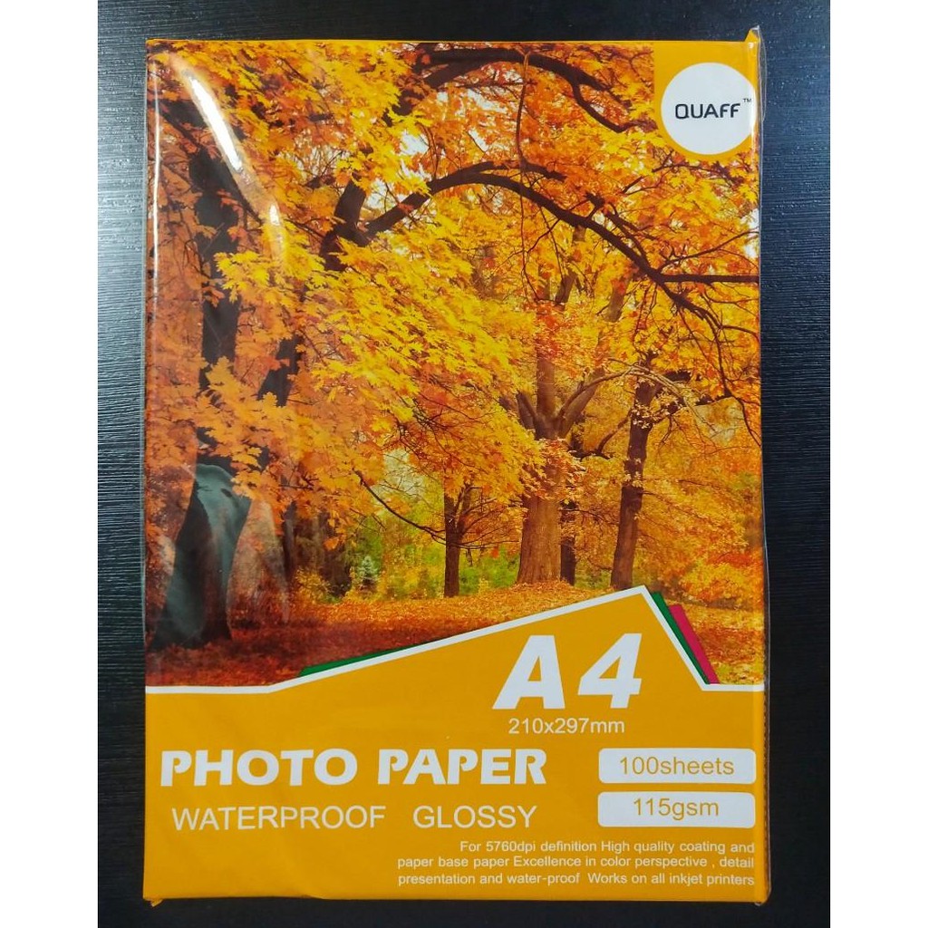 115gsm QUAFF Tree Type Glossy Photo Paper A4 -115gsm(Thin)-100sheets/1pack
