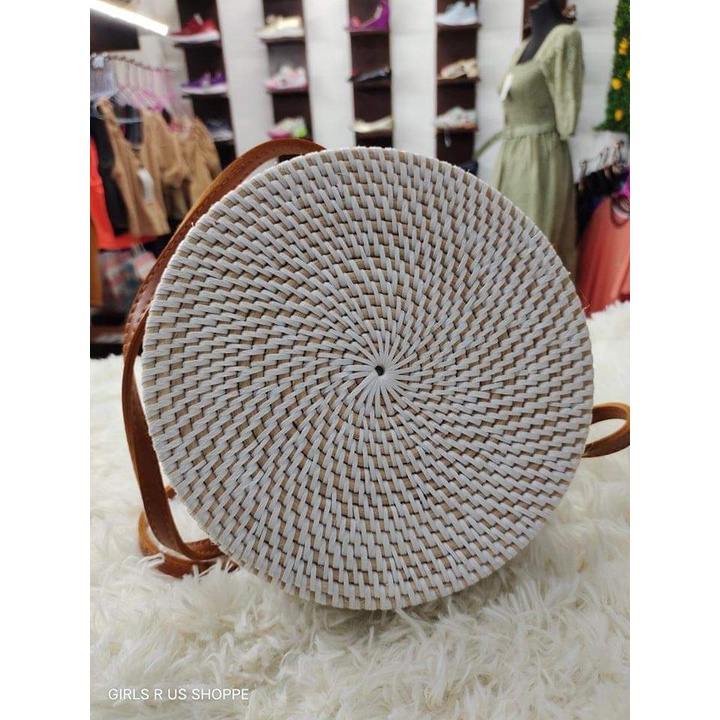 Authentic White Round Native Rattan Shoulder Bag Shopee Philippines
