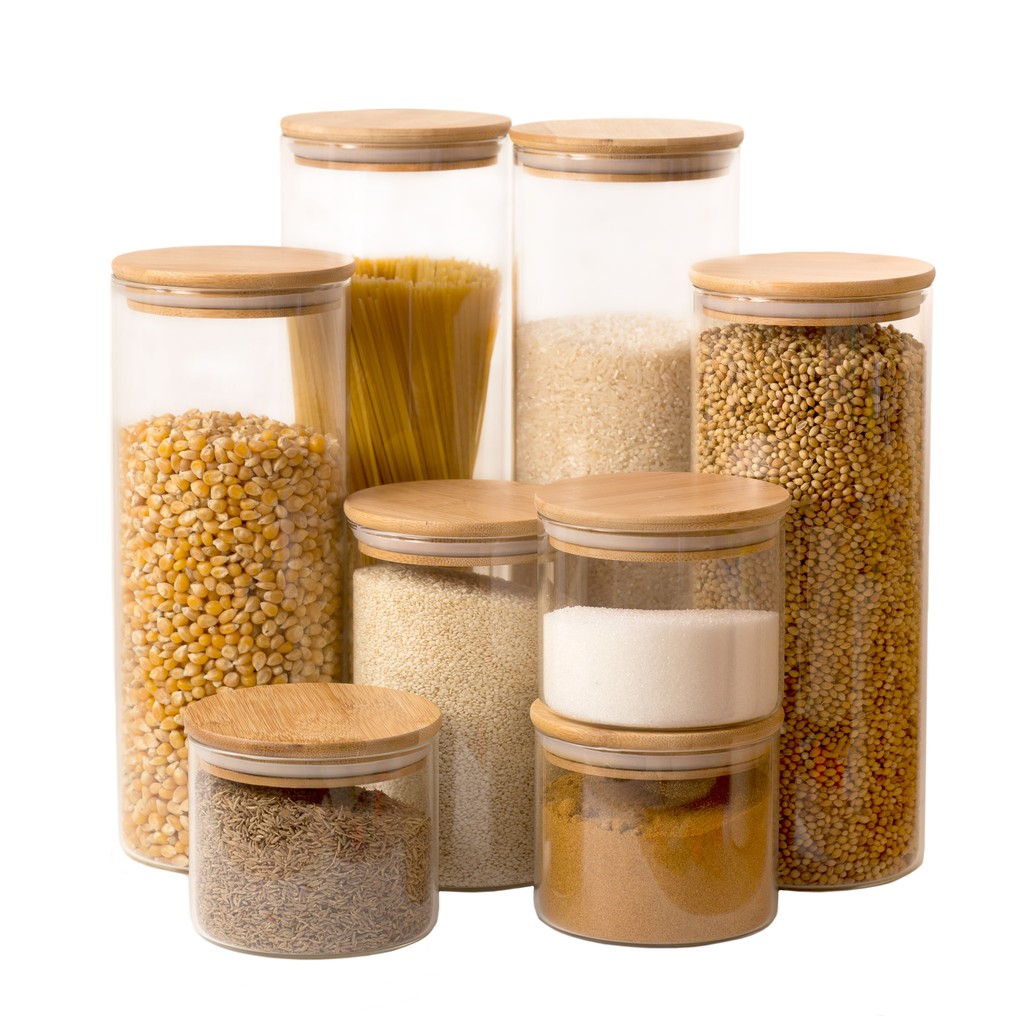 Glass Jar Sealed With Bamboo Lid Airtight Container Wide Mouth Food Storage Shopee Philippines