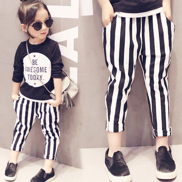black and white striped pants girls