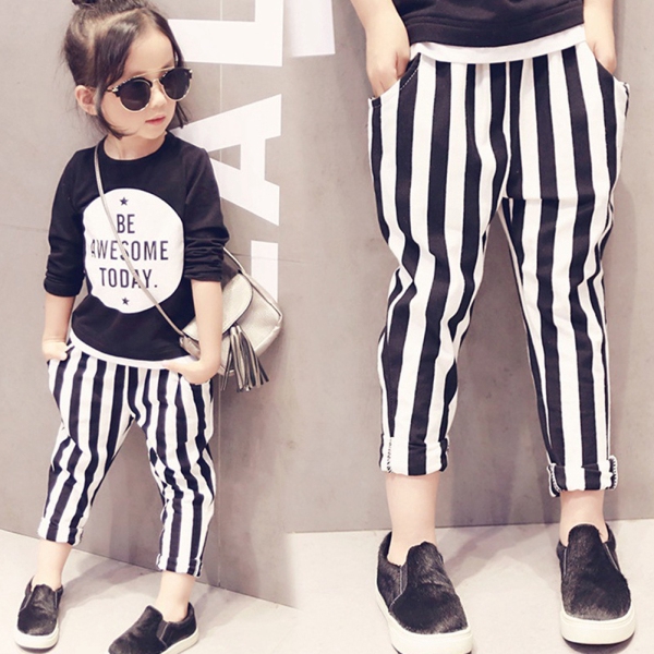 black and white striped harem pants