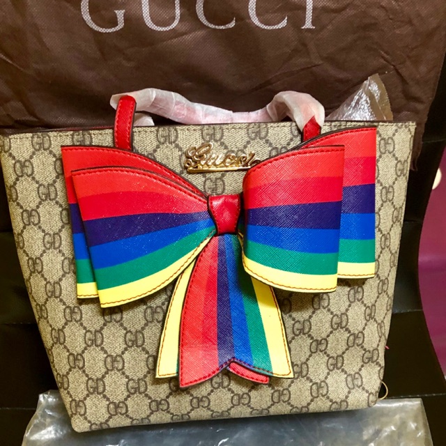 gucci rainbow bow tote