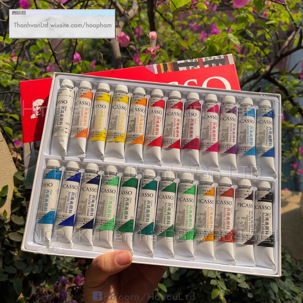 Set Of 24 Colors acrylic Picasso Tube 12ml Painting Statues, Drawing On Fabric, Wood, Glass, Porcelain, Drawing Paper, Digital Painting, Clay Bowl