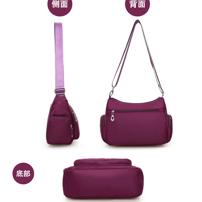 Korean Fashion Nylon Waterproof Shoulder Sling Bag Multi-zip Bags For Women S456 - Image 6