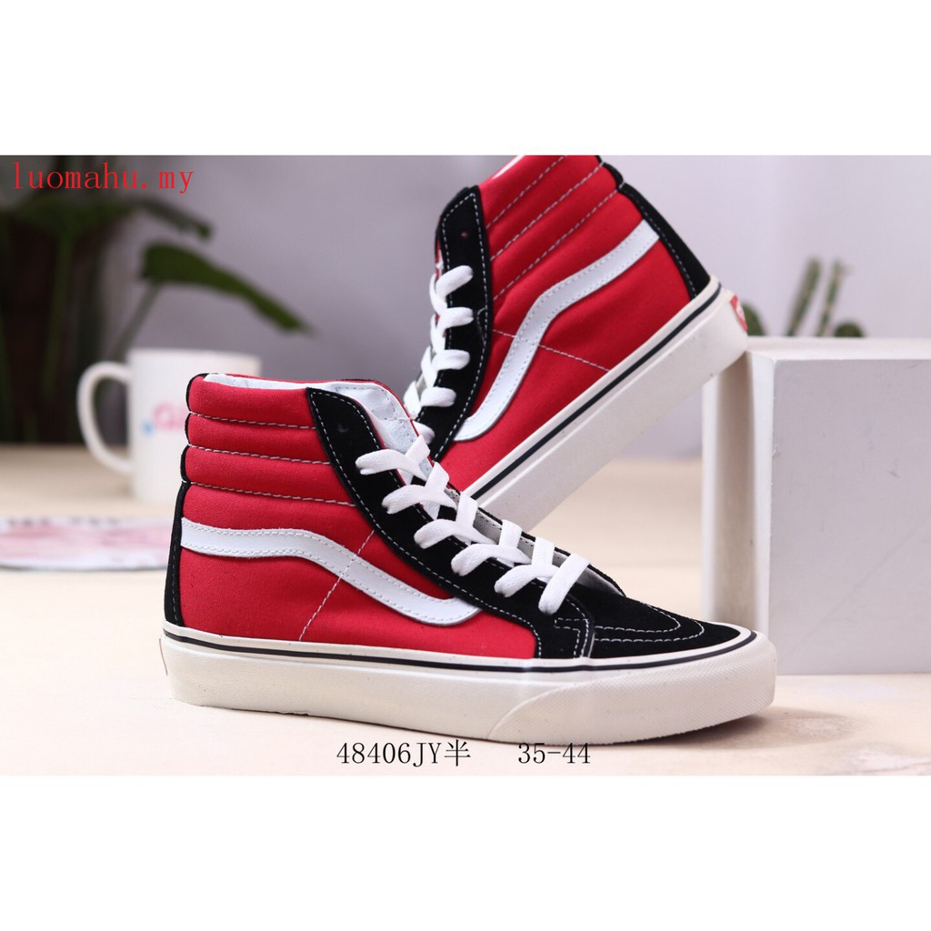 vans sk8 hi black red