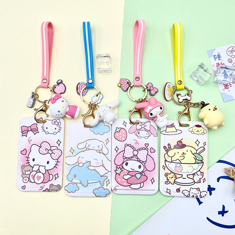 Kawaii Card Holder Kuromi Anime Kitty Keychain Pendant Cinnamoroll ...