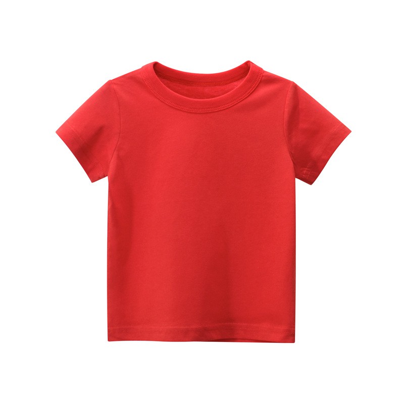 Girls Cotton Red T Shirt Kids T-shirt Solid Boy Children Tops Short ...
