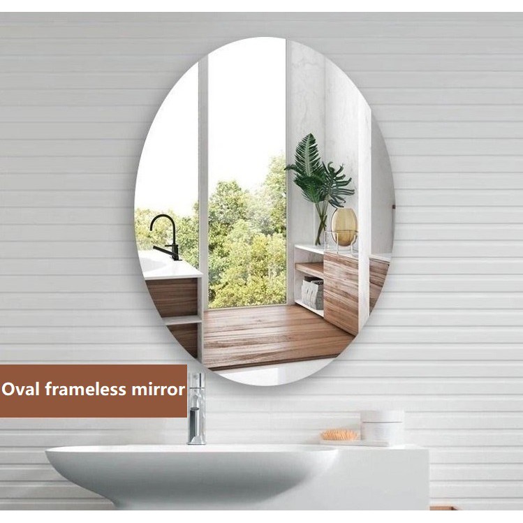 Mirror Acrylic elliptical mirror bathroom toilet wall-attached decorative  background | Shopee Philippines