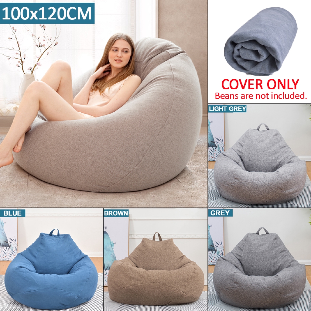 Large Blue Adult Childrens Cotton Indoor Chair Seat Beanbag Bean Bag with Beans