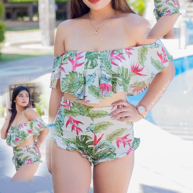 two piece off the shoulder swimsuit