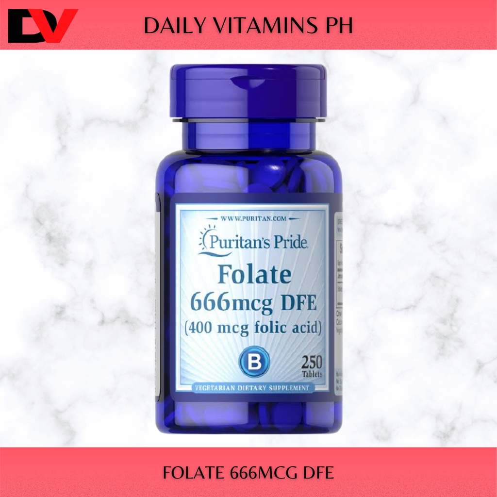 Puritan’s Pride Folate 666mcg DFE (400mcg folic acid), 250 Tablets