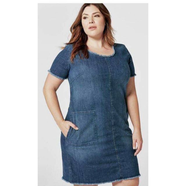 plus size ripped denim dress