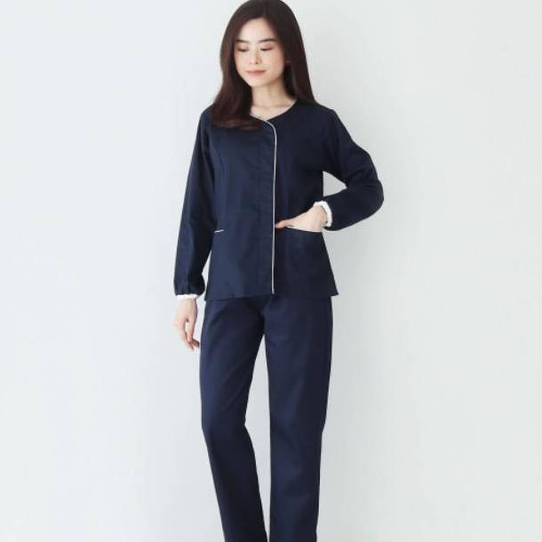 Zoe Navy Long Sleeve Baby Sitter Uniform / Nurse Uniform Shopee