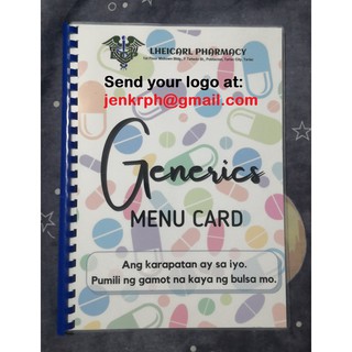 Generics Menu Card (with or without logo)