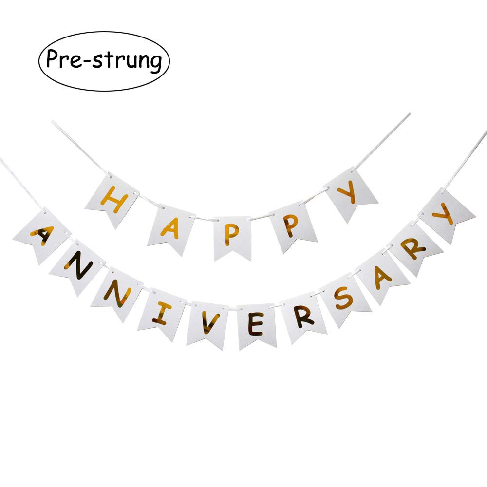 Happy Anniversary Banner BLACK-goldtext WHITE-goldtext | Shopee Philippines