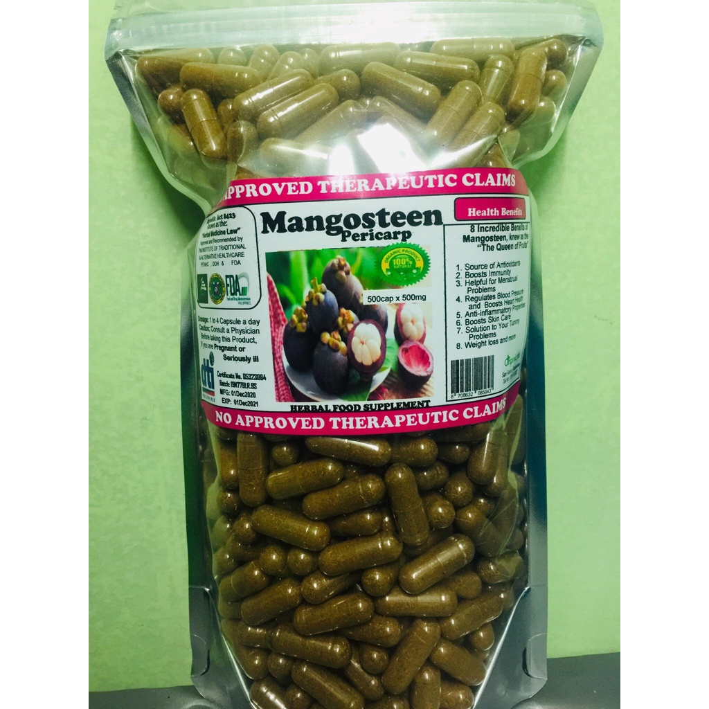 Finest Quality Mangosteen Pericarp in Pouch (500cap x 500mg Each