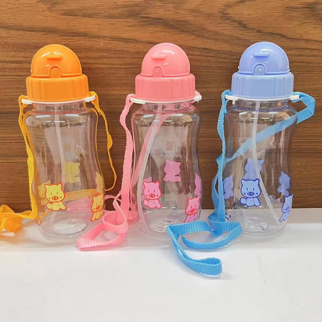 500ml plastic spring cap kids water bottle with strap water tumbler