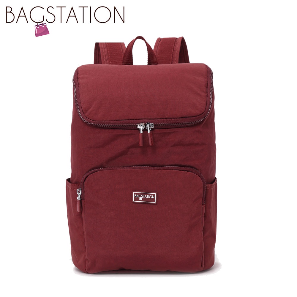 BAGSTATIONZ Crinkled Nylon Backpack (Black/Maroon/Navy Blue/Pink ...