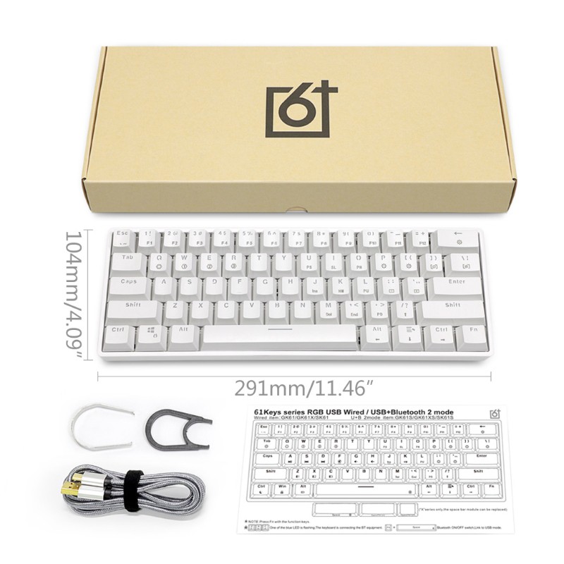 SK61 61 Key Axis Mechanical Keyboard USB Wired Keyboard LED Backlit ...