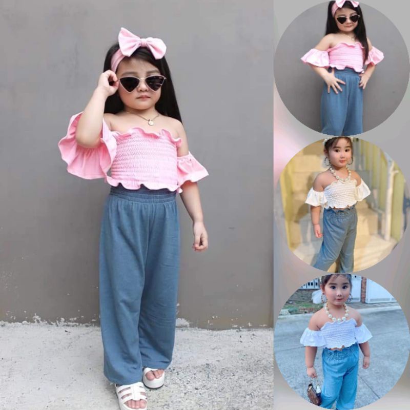 New Kids Girl offshoulder Terno square pants(1-3year old if petite ...