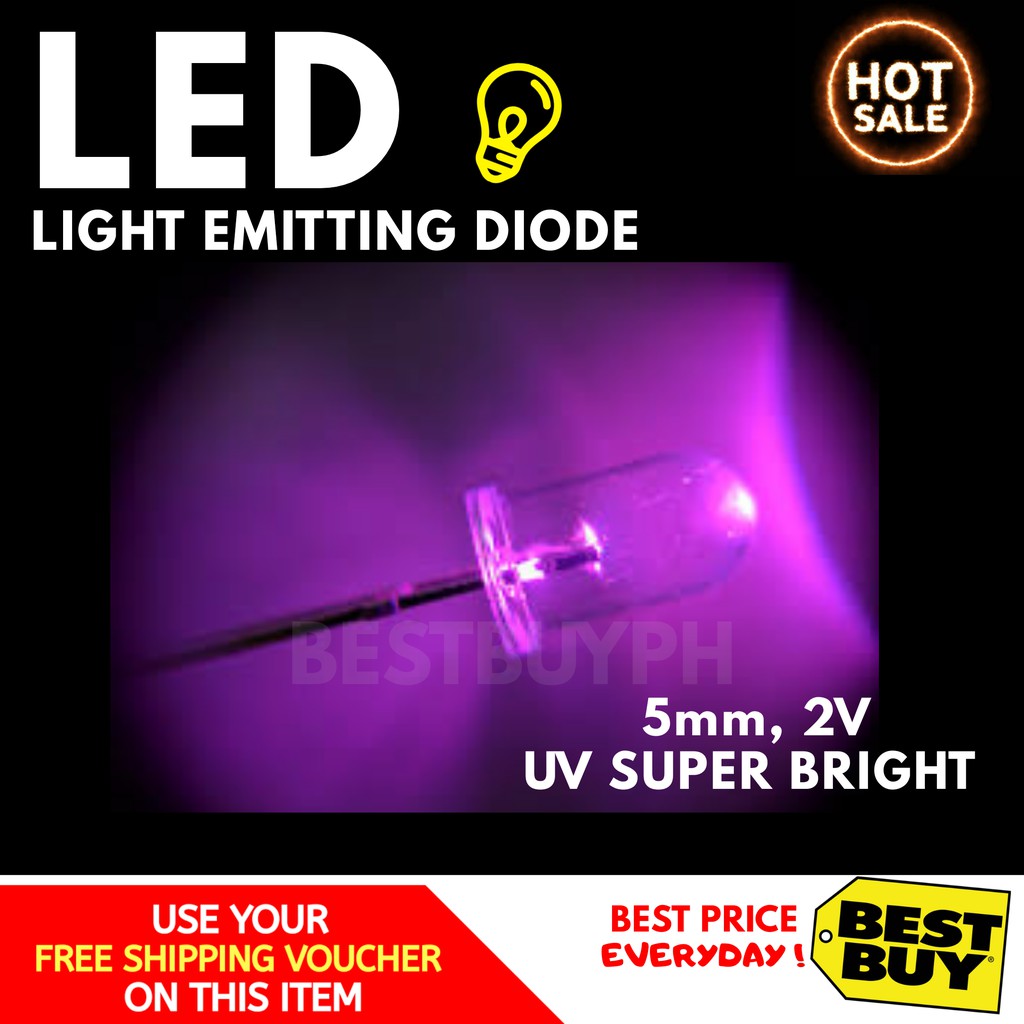 10pcs Uv Purple Led 5mm (3 Pesos) 