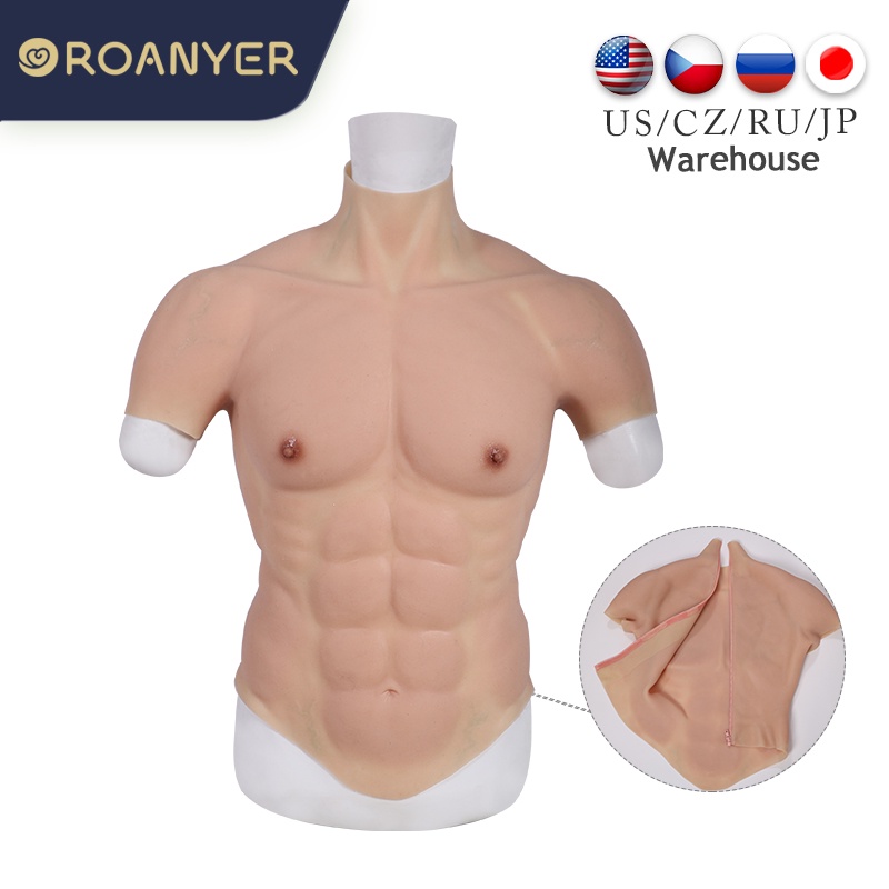 Smitizen Realistic Silicone Fake Muscle Suit With Zipper Simulation False Chest Binder For Man