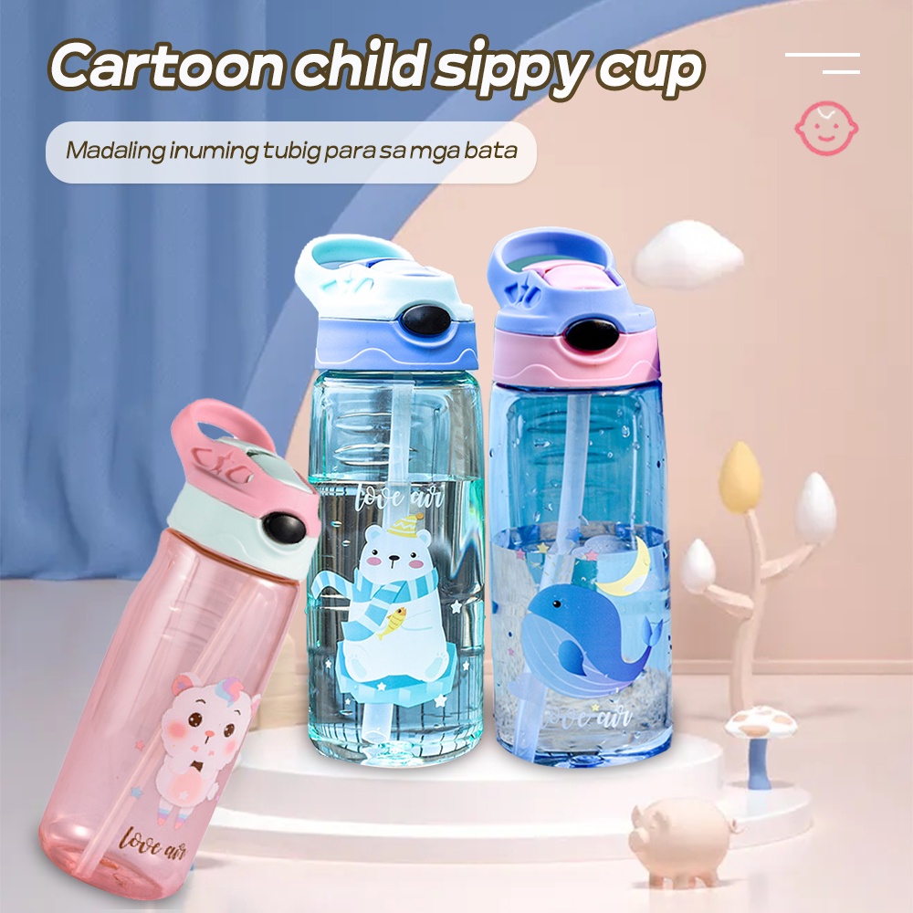 Children's Straw Cup Cartoon Cute Bottle Kids Tumbler with Straw Spill ...