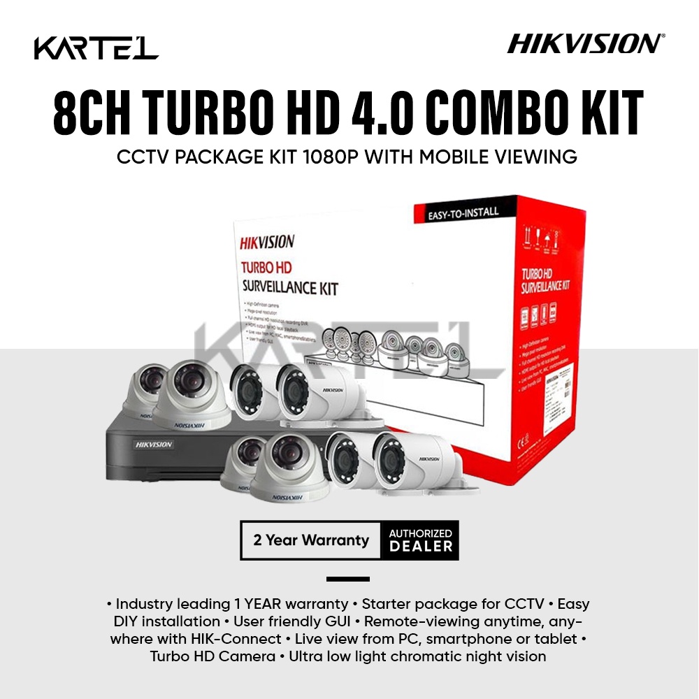 Hikvision 8CH 2MP TURBO HD CCTV Package DIY Kit 1080P With Mobile ...