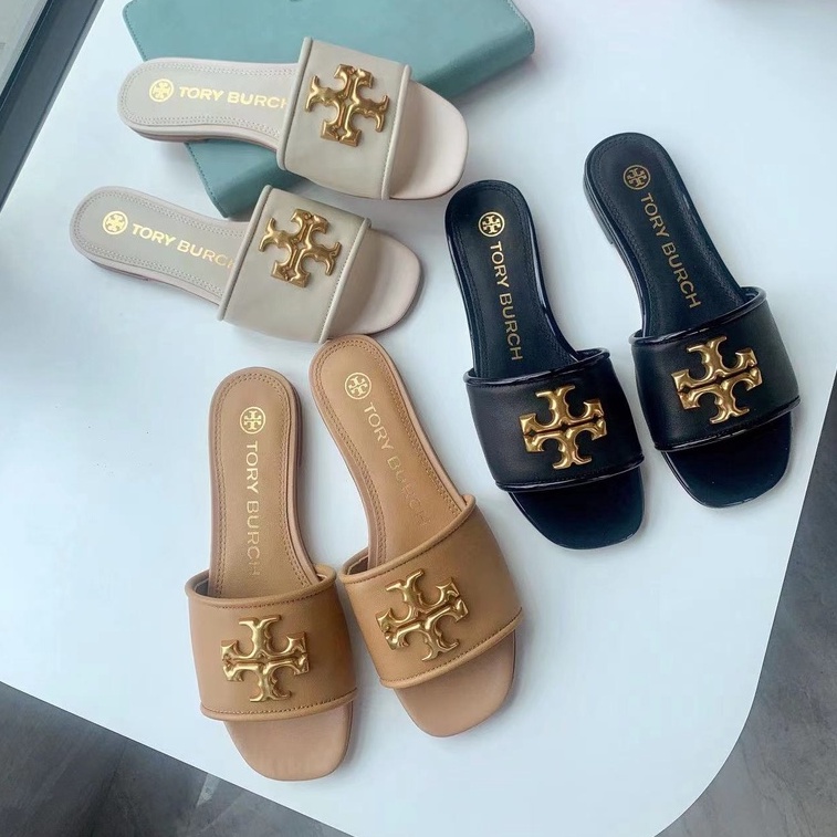 Hot Sales！！】Tory Burch Lady's 2022 Counter Latest Eleanor Series Three  Colors Double T Logo soft sheepskin slides Slippers | Shopee Philippines