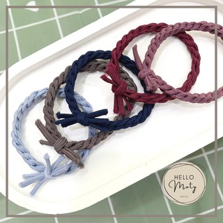 (10pcs) Elastic Hair Tie Twisted Triple-Strand with Knot 4.5cm in Diameter [Hello Moty]