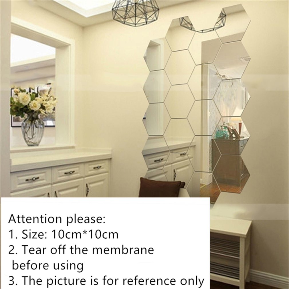 Snewvie 10cm 12pcs 3D Mirrors Stickers Wall Decor