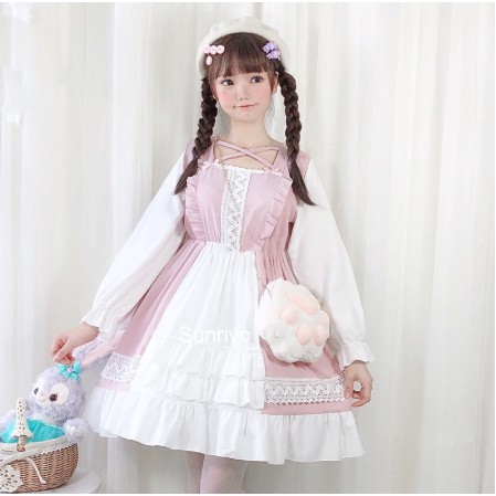 pink and white lolita dress