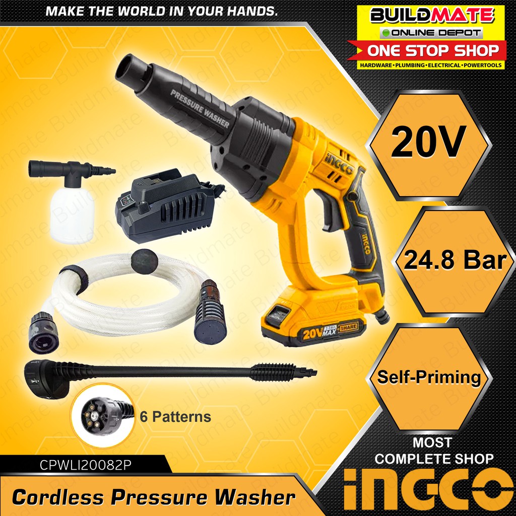 INGCO LithiumIon Cordless Pressure Washer 20V with Battery and Charger