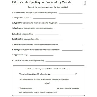 grade 5 english activity workbookworksheets vocabulary