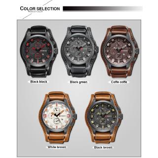 【Original Spot / COD】2020 New Curren 8329 CAINUOS 338 Casual Sports Watches Men's Leather Wrist Watch Man Clock Fashion Chronograph Wristwatch #9