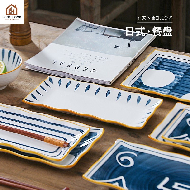 JapaneseStyle Ceramic Bakeware Rectangle Handle Plate Available Oven