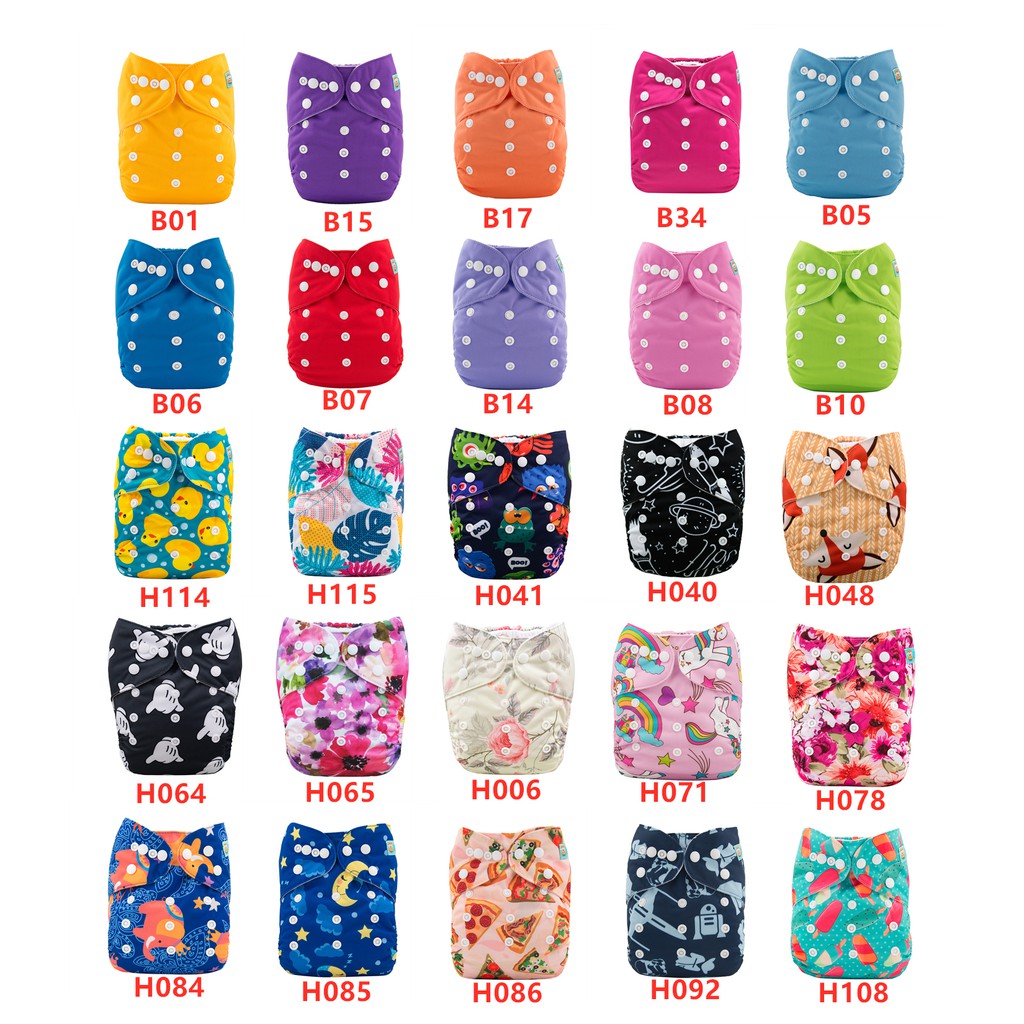 ALVABABY Reusable Washable Cloth Diapers One Size Best Pocket Nappies Insert 