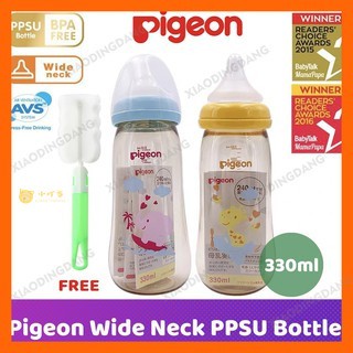 Pigeon Wide Neck Bottle PPSU With Anti Colic Peristaltic Teat Nipple Pigeon Botol Susu Puting Pigeon Wide Neck Feeding Newborn Baby Bottle