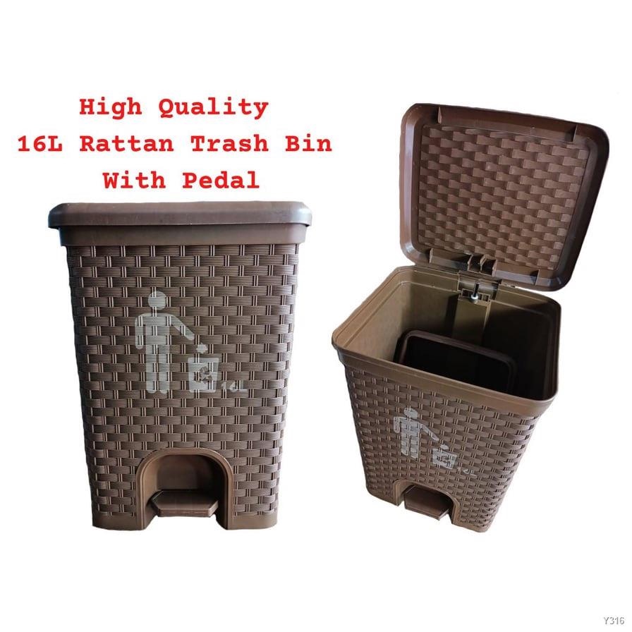 ZOOEY Rattan Trash Can #8997 SMALL SIZE/ Trash Bin Pedal With Lid Step ...