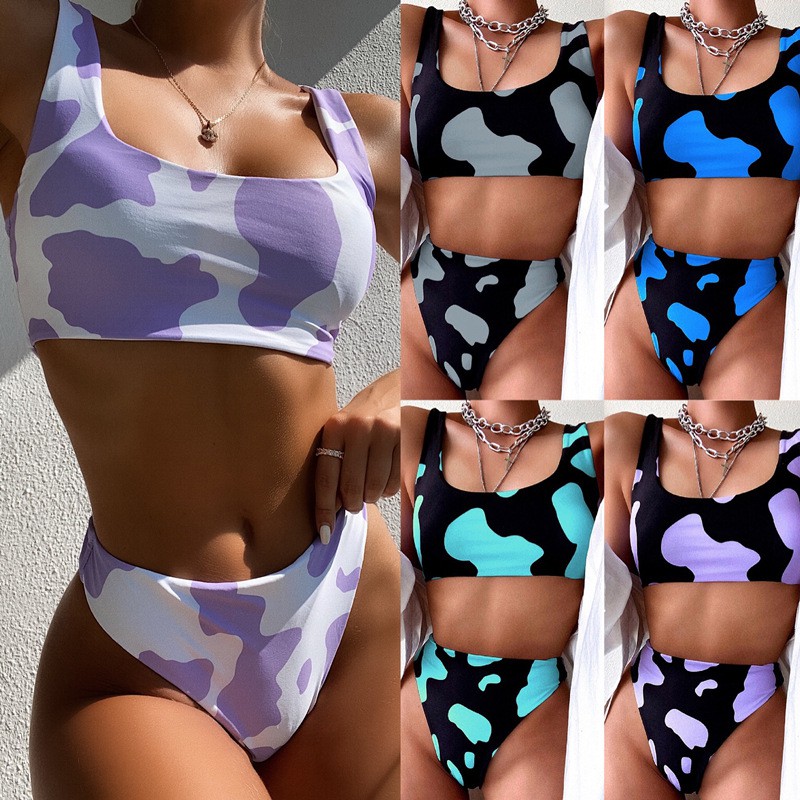 cow print bikini high waist