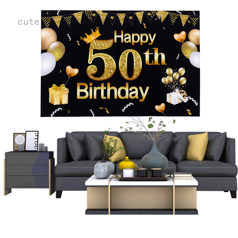50th Birthday Black Gold Party Decoration, Extra Large Fabric Black Gold  Sign Poster for 50th Anniversary Photo Booth Backdrop Background Banner,  50th Birthday Party Supplies | Shopee Philippines