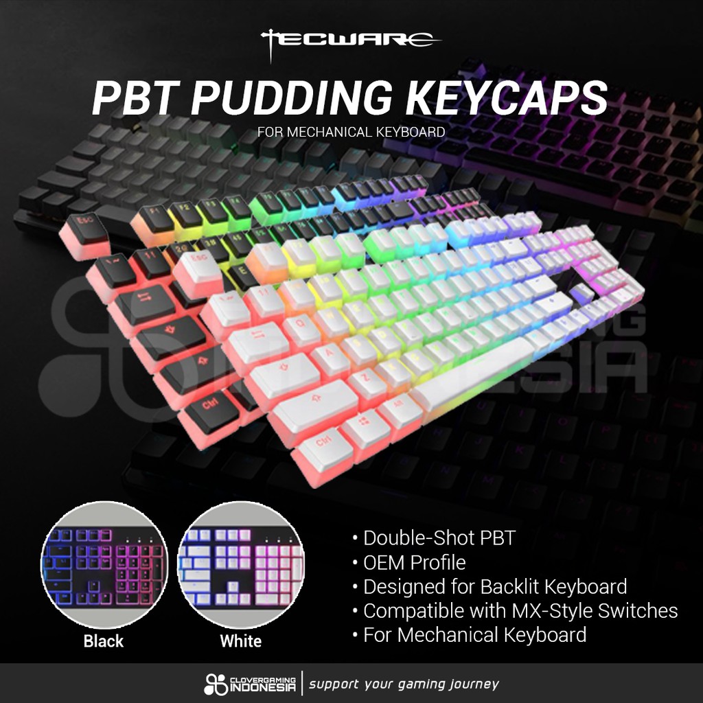 Tecware PBT Pudding DoubleShot Molded Backlit LED Keycaps Set Shopee